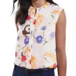Reiss Mariel Floral Sleeveless Button Down Blouse Size 2